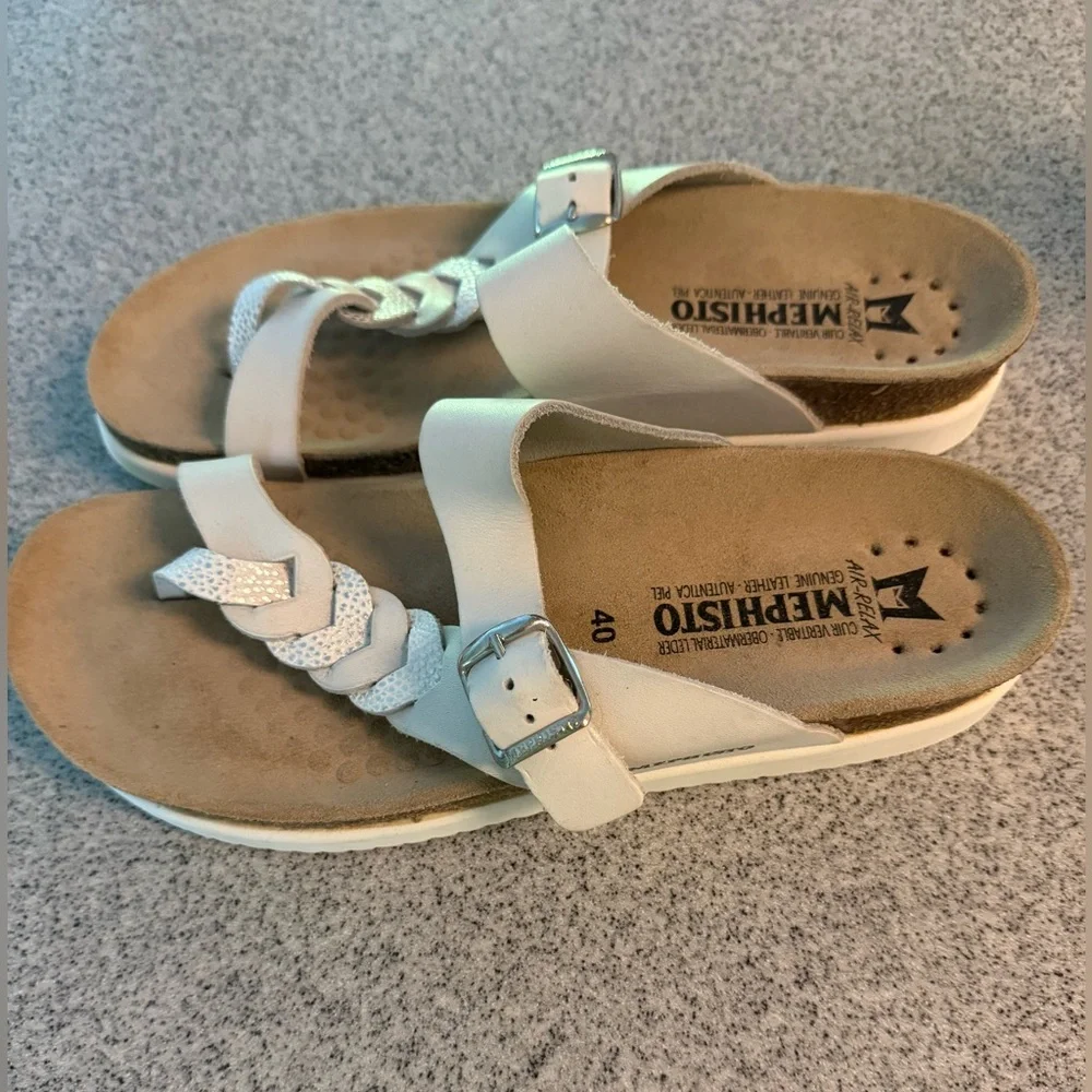 MEPHISTO HELEONORE women’s toe post white leather sandal size 40 NWOT - Picture 5 of 11